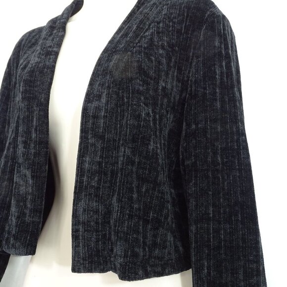 Calvin Klein Black Jacket Open Front Women Size L Plush Textured Long Sleeve - Picture 2 of 10